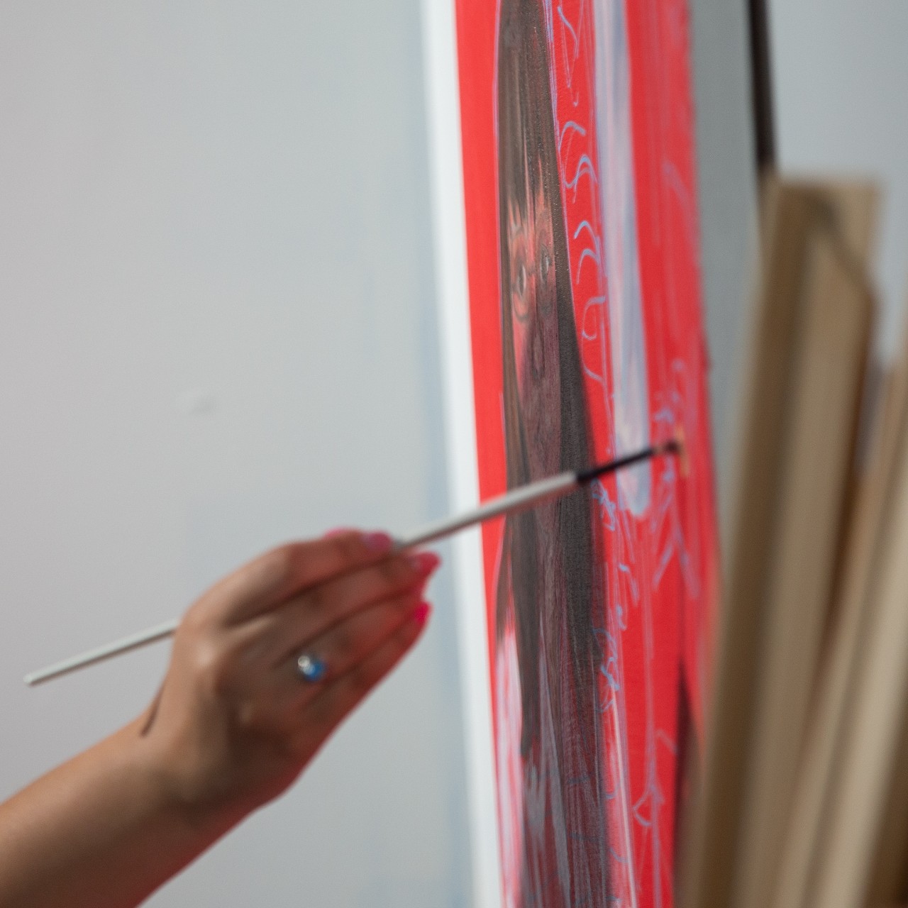 Filming an institutional spot/PSA. Fine Arts scene.