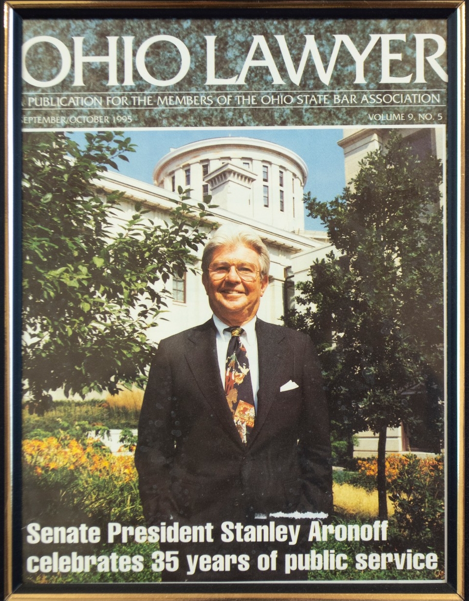 Ohio Lawyer magazine celebrates Senate Stanley Aronoff's 35 years of public service.