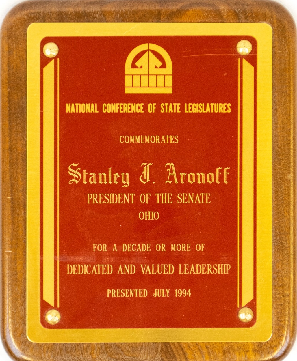 National Conference of State Legislatures commemorates Stanley J. Aronoff