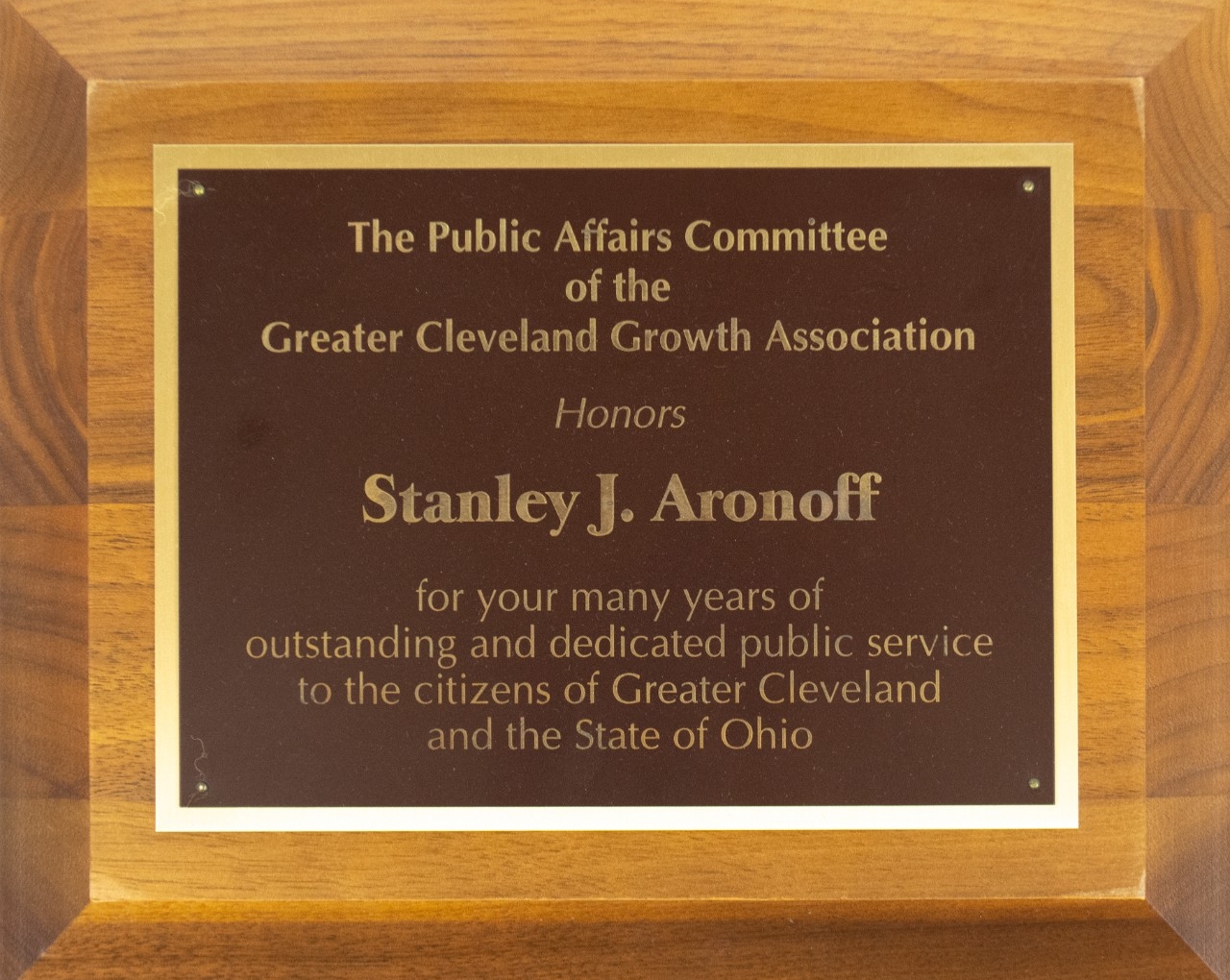 The Public Affairs Committee of the Greater Cleveland growth Association Honors Stanley J. Aronoff.