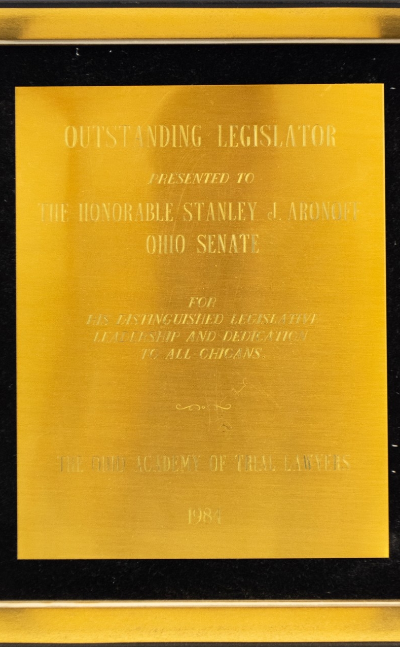 Outstanding Legislator Award presented to Stanley Aronoff