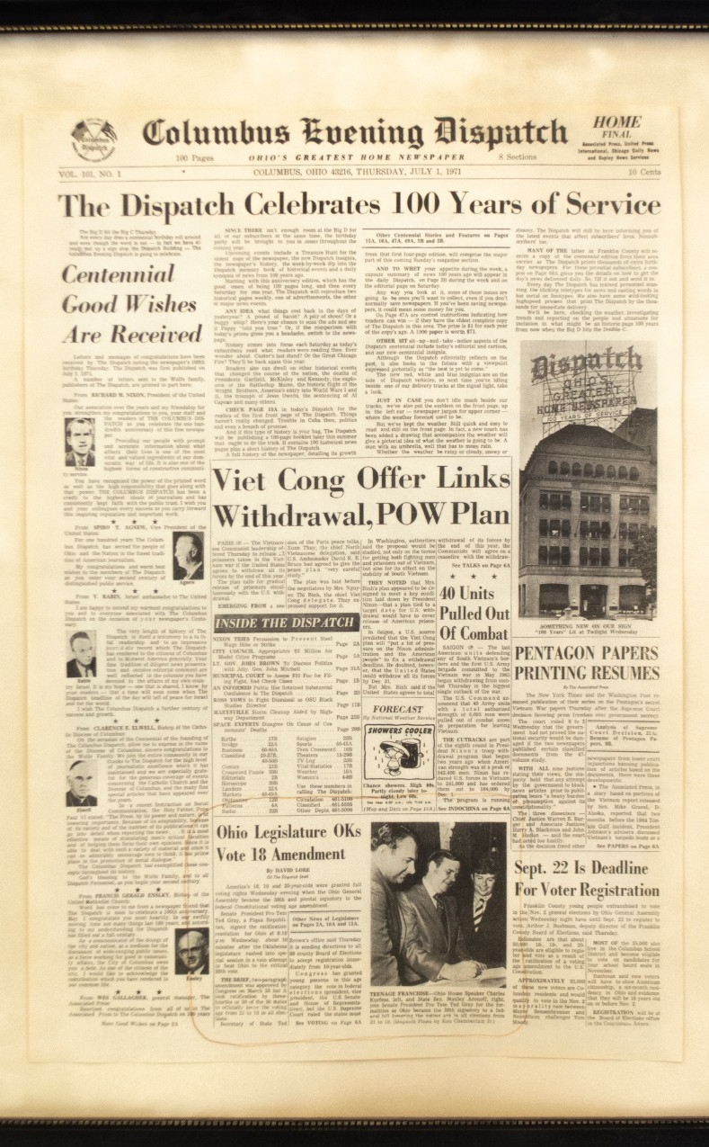 Columbus Evening Dispatch, Senator Stanley OK's Vote 18 Amendment