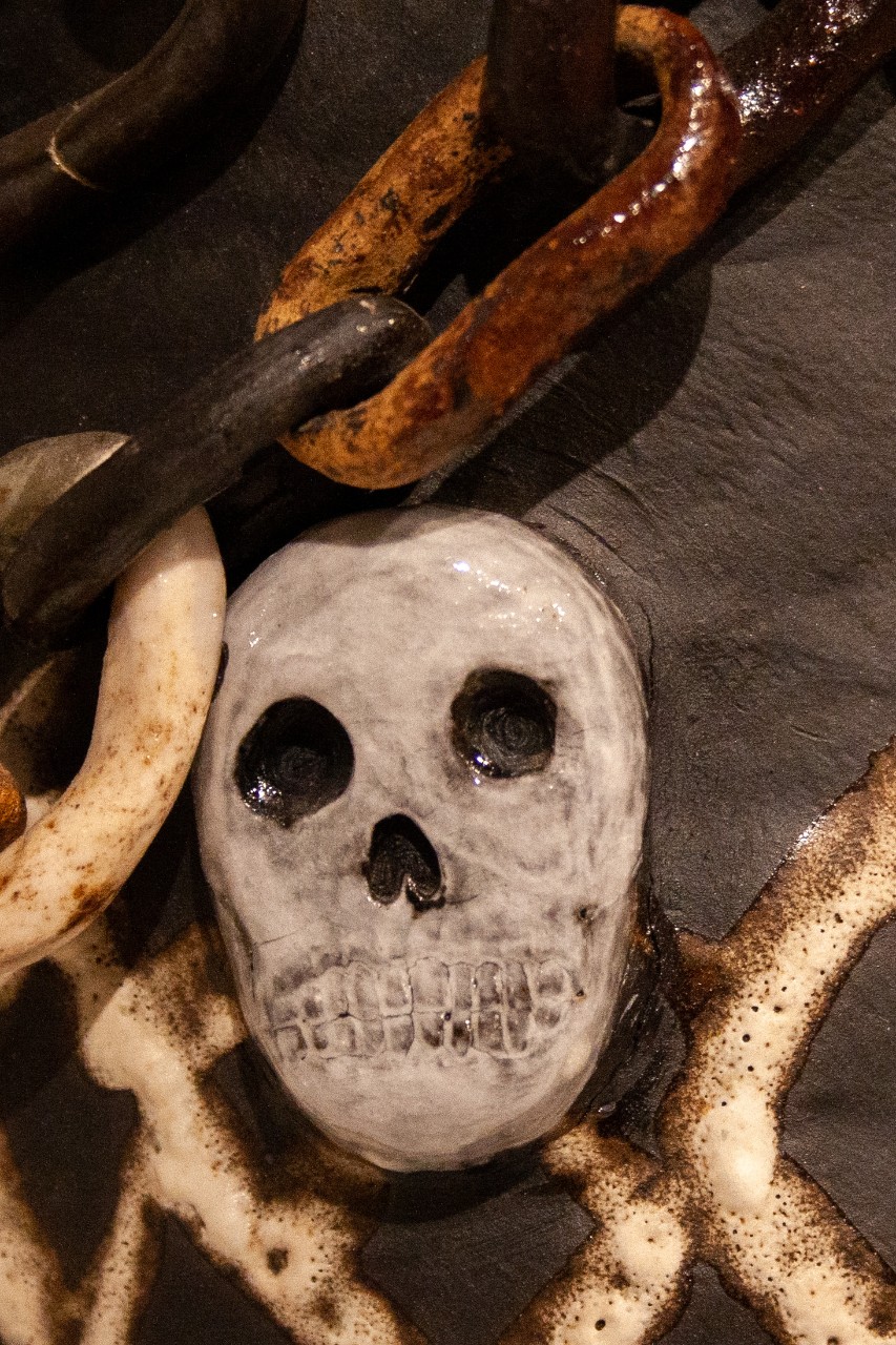 detail of skull aplique