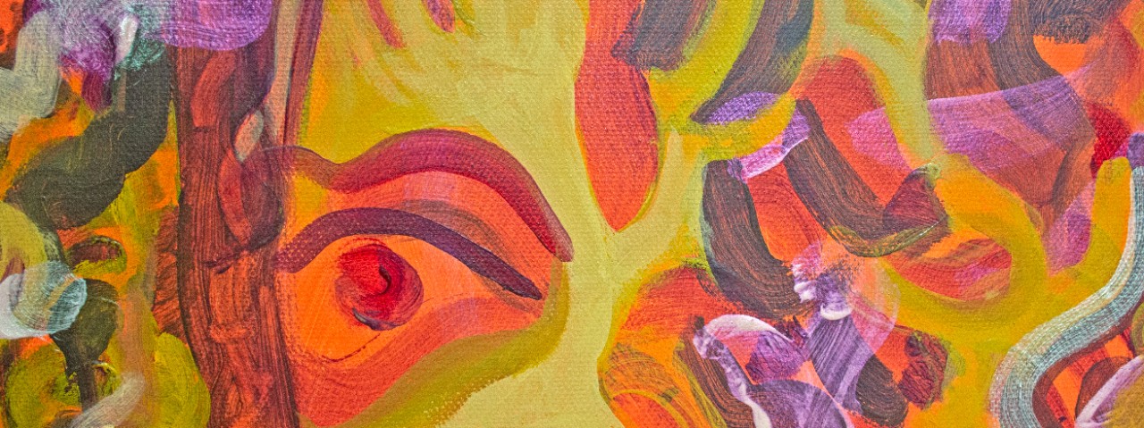Mary Sue Weinstein, The Forest and Eye, acrylics on canvas, detail