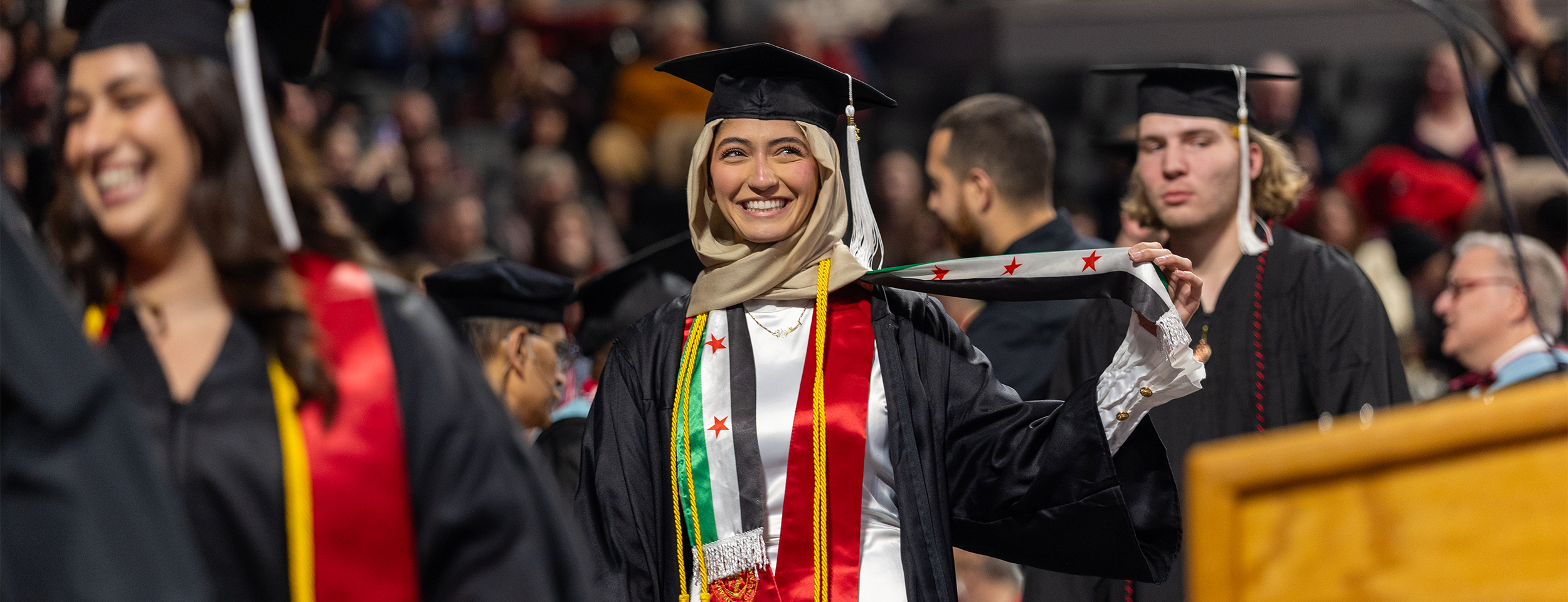 University of Cincinnati Commencement Photo Spotlighting a Single Student