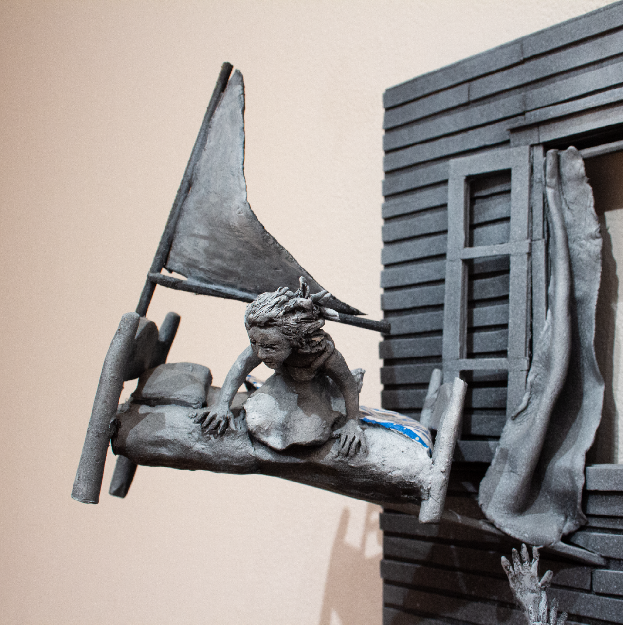 HER BED TOOK HER SAILING LAST NIGHT WITH HER RALPH LAUREN NAUTICAL STRIPED COMFORTER, 2020 close up