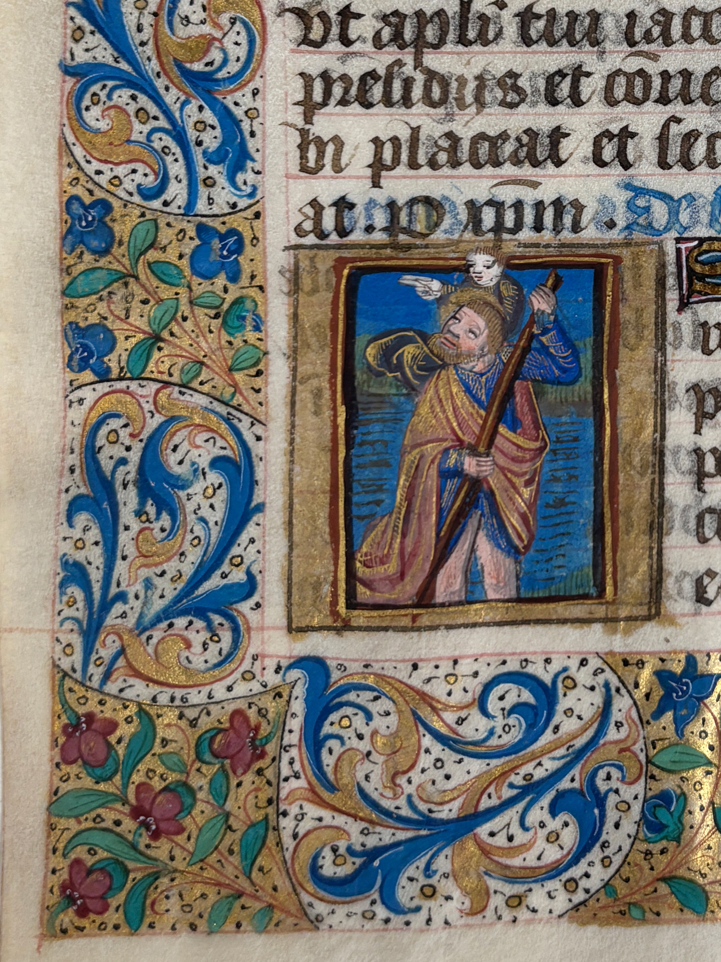 Leaf from a Book of Hours: Saint Christopher Carrying the Christ Child, detail